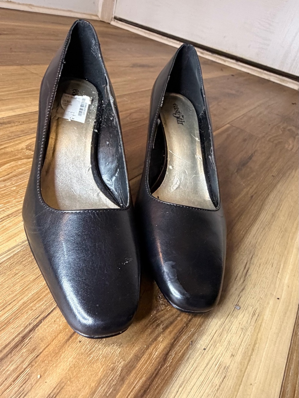 Vintage Y2K East 5th Black Square Toe Pumps 7.5M Kitten Heel Office Heels